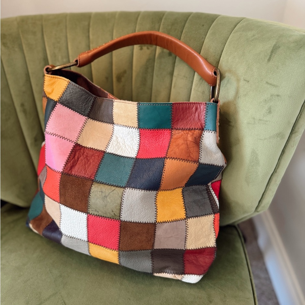 Patchwork Leather Tote Bag - Multicolor